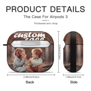 Custom Airpods 3rd Generation Case Personalized Gift with Your Name & Photo Custom DIY Shock Absorption AirPodCase Cover with Keychain Black