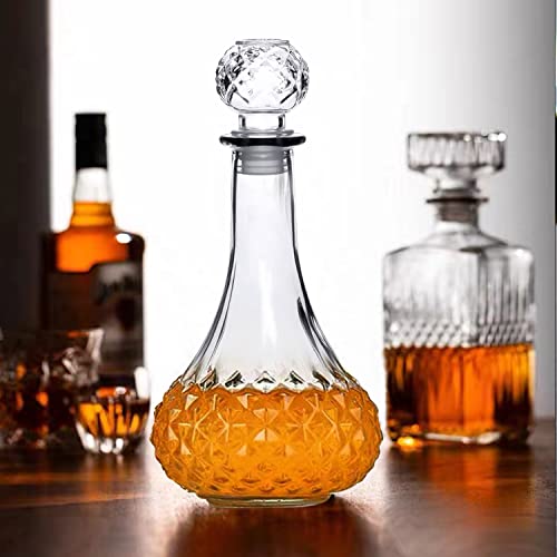 Cadamada Glass Bottles with Caps, 27 Oz Whisky Decanter , Delicate Decanter Set-for Tequila, Brandy, Scotch and Vodka, Gift Giving, Bar and Party Decoration (3pcs)