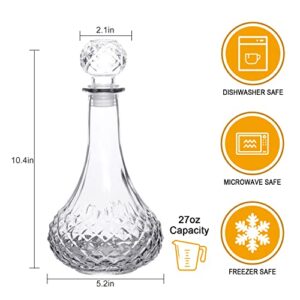 Cadamada Glass Bottles with Caps, 27 Oz Whisky Decanter , Delicate Decanter Set-for Tequila, Brandy, Scotch and Vodka, Gift Giving, Bar and Party Decoration (3pcs)