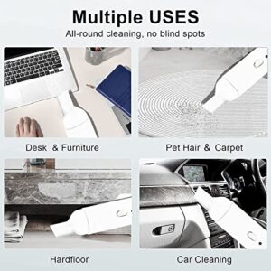 BIWASE Mini Protable Car Vacuum Cordless,Handheld Vacuum for Quick Cleaning,USB Charging,Quick Car Vacuum Cleaner for Pet Hair, Home,Office and Car Cleaning(White)
