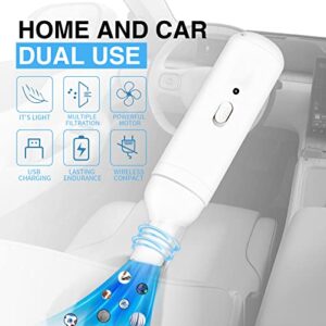BIWASE Mini Protable Car Vacuum Cordless,Handheld Vacuum for Quick Cleaning,USB Charging,Quick Car Vacuum Cleaner for Pet Hair, Home,Office and Car Cleaning(White)