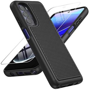 ntzw for moto g-stylus 5g 2022 case: dual-layer heavy duty protection case | sturdy anti-slip cover & shock-proof silicone tpu bumper | drop protective military grade armor phonecase - black