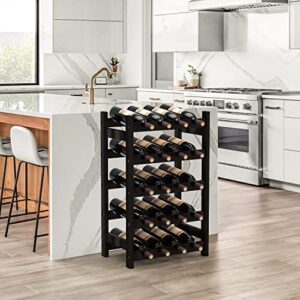 Purbambo 20-Bottle Wine Rack Freestanding Floor, 5-Tier Bamboo Wine Display Rack Storage Shelf with Table Top for Kitchen Dining Room Bar Cellar