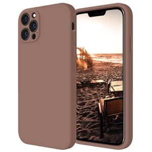 cordking iphone 11 pro max case, silicone [square edges] & [camera protecion] upgraded phone case with soft anti-scratch microfiber lining, 6.5 inch, light brown