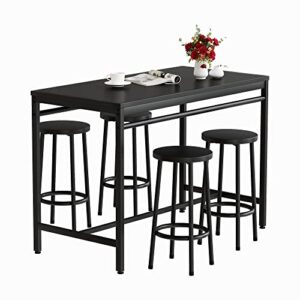 hooseng kitchen table and chairs for 4, industrial 5 piece dining room set, counter height for 35.4'', bar table with 4 stools for home, breakfast nook, restaurant, pub, black