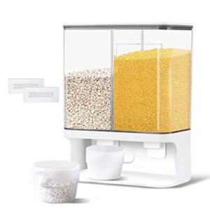 105oz rice dispenser, wall-mounted dry food storage kitchen organization, rice container with 2 measuring cups, suitable for rice, beans, laundry scent beads dispenser