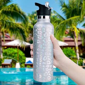 Swig Sip Insulated Water Bottle - 25oz Double Wall Stainless Steel Tumblers with Straw Vacuum Insulated Thermos Workout Tumbler (Laser Siver)