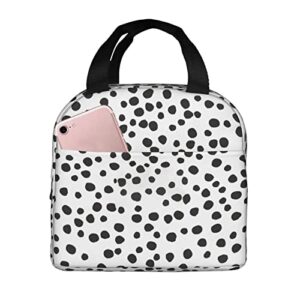 algranben polka black dots lunch bags for teens boys girls men women, reusable aesthetics lunch box containers insulated cooler tote bag