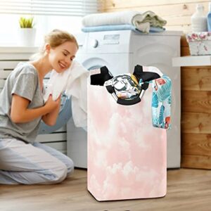 xigua Pink Clouds & Sky Laundry Hamper, Waterproof Foldable Clothes Hamper with Handles Large Laundry Basket for Nursery Dirty Clothes Toys Organizer