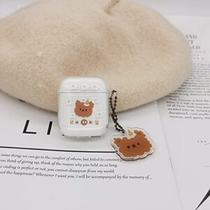 Compatible with AirPods Case Bear, Clear Smooth Soft TPU Cartoon 3D Animal Design Cover Case for Airpods 1/2, Girls Women Funny Kawaii Cute Case for AirPods 1&2 Generation - Bear