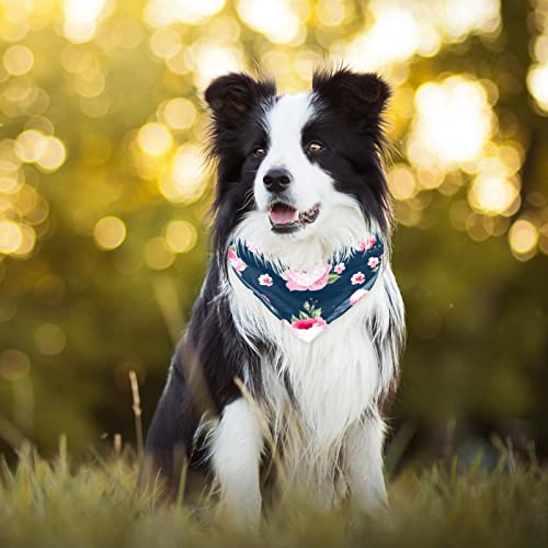 Flower Pattern Dog Bandana 2 Pack, Holiday Dog Bandanas for Large Dogs Pet Scarf for Medium Girl Boy Puppy Kerchief Cats Pets Birthday Gift, Pet Supplies