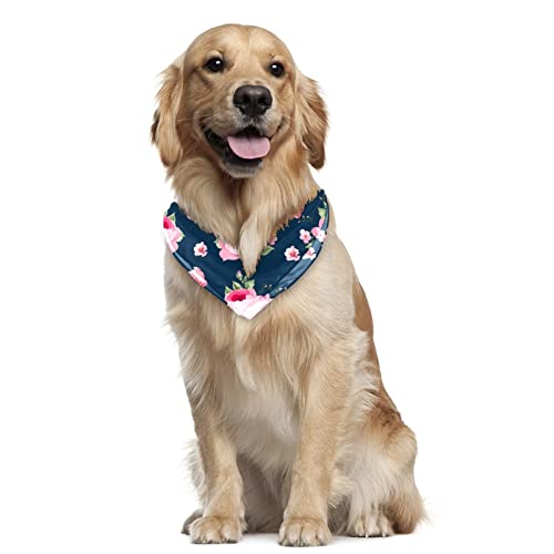 Flower Pattern Dog Bandana 2 Pack, Holiday Dog Bandanas for Large Dogs Pet Scarf for Medium Girl Boy Puppy Kerchief Cats Pets Birthday Gift, Pet Supplies