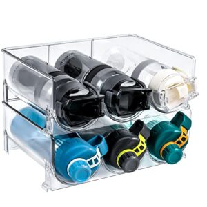 mecids water bottle organizer 2 pack stackable bottle holder for kitchen storage and organizer cabinet space saver wine, drink, can rack