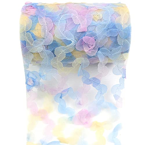 Yuanchuan Flower Tulle Rolls 4.7 inch x 10 Yards (30 feet) Blue for Table Runner Chair Sash Bow Pet Tutu Skirt Sewing Crafting Fabric Wedding Unicorn Halloween Party Gift Ribbon(Gradient Blue)