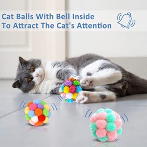 TUSATIY Cat Toys Balls with Bells,5PCS Cat Pom Pom Balls Toy,Tinsel Balls for Cats, Interactive Cat Toys for Indoor Cats and Kittens