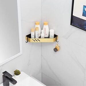 dairazan Wall-Mounted-Gold Bathroom Corner Shelves - Shower Rack with Caddy Towel Hooks for Kitchen Living Room Toilet