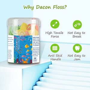 Dacon Kids Flossers, Kids Dental Floss Picks Without Fluoride, Unflavored, 4 Colors Ocean Animals Shaped Makes Flossing Fun, 50 Count