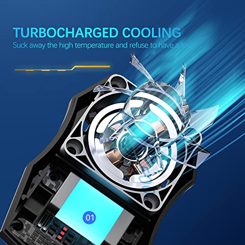 TKYI Phone Cooling Fan, Universal Portable Mobile Phone Radiator 7-Blade Fan Silent for Fast Cooling for 62-92mm Width Mobile Phone