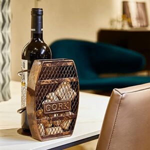 Yawill Tabletop Wine Holder Metal Wine Barrel Single Wine Bottle Rack Cork Holder Freestanding Wine Accessory for Home Kitchen Wine Lovers (Wine Barrel)