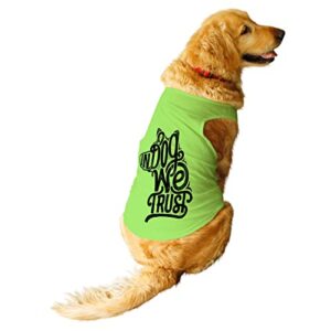 ruse- pets in dog we trust printed round neck sleeveless summer dog vest/tank t-shirt/tees/apparel/clothes gift for small and big dogs (lime green) m