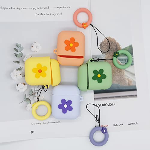 Compatible with AirPods Case Flower, Soft Silicone Shockproof Cartoon 3D Flower Pattern Cover Girls Women Funny Kawaii Cute Case for AirPods 1/2 Generation - Orange