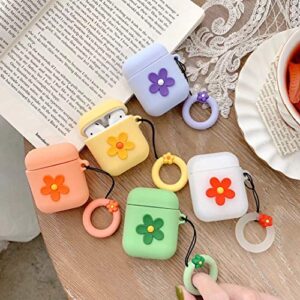 Compatible with AirPods Case Flower, Soft Silicone Shockproof Cartoon 3D Flower Pattern Cover Girls Women Funny Kawaii Cute Case for AirPods 1/2 Generation - Orange