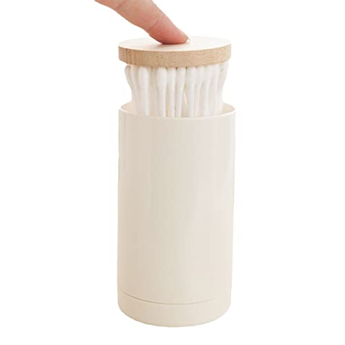 Pop-Up Qtip Holder Restroom Organizer - Q Tip Storage Organizer, Cotton Swab Holder, Q-tip Dispenser - Bathroom Accessories Set for Swabs, Floss