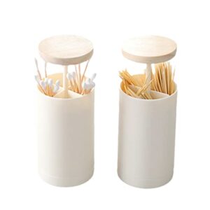 Pop-Up Qtip Holder Restroom Organizer - Q Tip Storage Organizer, Cotton Swab Holder, Q-tip Dispenser - Bathroom Accessories Set for Swabs, Floss