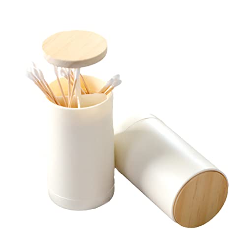 Pop-Up Qtip Holder Restroom Organizer - Q Tip Storage Organizer, Cotton Swab Holder, Q-tip Dispenser - Bathroom Accessories Set for Swabs, Floss