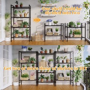 YuAnWe 4 -Tiers Plant Stand with Adjustable Height, Plant Stand Indoor Outdoor Plant Shelf with 500LBS Capacity, Heavy Duty Kitchen Shelves for Garage Home Office Outdoor Indoor