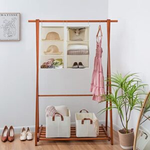 GRANNY SAYS 6-Shelf Hanging Closet Shelves, Separable to 2 Pack 3-Shelf Closet Shelves Organizer, Hanging Organizers and Storage for Living Room, Beige