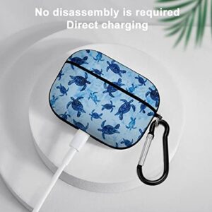 Blue Turtle Animals Airpods Pro Case Bluetooth Fashion Portable Shockproof and Anti-Scratch Headphone Charging Case Protective Case for Airpods Pro with Keychain Chain Gift Unisex