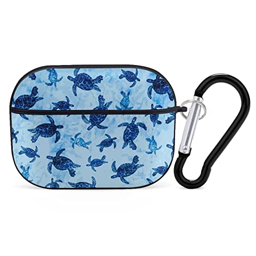 Blue Turtle Animals Airpods Pro Case Bluetooth Fashion Portable Shockproof and Anti-Scratch Headphone Charging Case Protective Case for Airpods Pro with Keychain Chain Gift Unisex