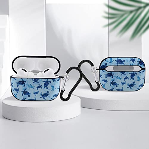 Blue Turtle Animals Airpods Pro Case Bluetooth Fashion Portable Shockproof and Anti-Scratch Headphone Charging Case Protective Case for Airpods Pro with Keychain Chain Gift Unisex