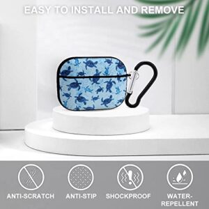 Blue Turtle Animals Airpods Pro Case Bluetooth Fashion Portable Shockproof and Anti-Scratch Headphone Charging Case Protective Case for Airpods Pro with Keychain Chain Gift Unisex