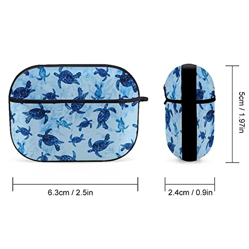 Blue Turtle Animals Airpods Pro Case Bluetooth Fashion Portable Shockproof and Anti-Scratch Headphone Charging Case Protective Case for Airpods Pro with Keychain Chain Gift Unisex