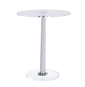 meetlake clear acrylic table with cone metal pole (large, silver) …