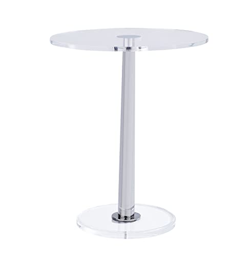 MEETLAKE Clear Acrylic Table with Cone Metal Pole (Large, Silver) …