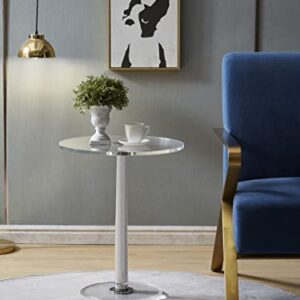 MEETLAKE Clear Acrylic Table with Cone Metal Pole (Large, Silver) …