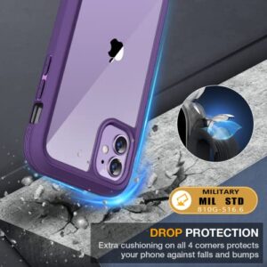 Miracase Glass Series for iPhone 11 Case [with Camera Lens Protector] Full-Body Rugged Bumper Case with Built-in 9H Tempered Glass Screen Protector Compatible with iPhone 11 6.1 inch (Purple)