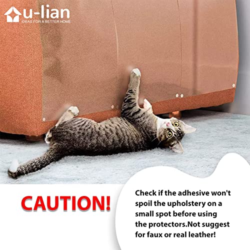 U-LIAN 12 Pack Anti Scratch Furniture Protector Couch Protector for Cats Couch Corner Scratch Furniture Protector Cat Tape Gift Scratching Deterrent Plastic Covers for Sofa Training 17" L x 12" W