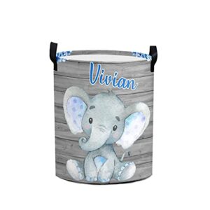 personalized cute elephant laundry hamper custom ized laundry basket with name storage basket with handle for bathroom living room bedroom