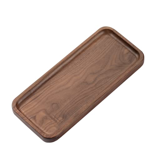 muso wood Walnut Serving Tray Solid Wood Small Tray Rectangle Platter Bathroom Tray Dinner Tray Tea Tray Coffee Tray (11.8 x 5 in)