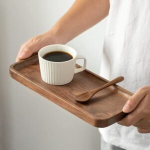 muso wood Walnut Serving Tray Solid Wood Small Tray Rectangle Platter Bathroom Tray Dinner Tray Tea Tray Coffee Tray (11.8 x 5 in)