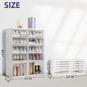 DAMAHOME Shoe Storage Cabinet Organizer - Foldable Shoe Rack for Entryway, Stackable Storage Organizer Cabinet with Doors and Shelves, Shoe Box for Closet, Hallway, Living Room, Large 10 Cubbies