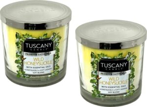 tuscany candle 14oz scented candle soy blend 2-pack (wild honeysuckle)