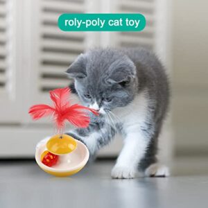 Cat Ball Toys with Feather-Interactive Cat Toys for Indoor Cats and Kittens (Yellow)