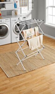 deahun mainstays expandable steel laundry drying rack, white