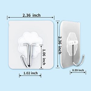 Adhesive Hooks Kitchen Wall Hooks,50-Packs Heavy Duty 40lb(Max)Nail Free Sticky Hangers with Stainless Hooks Transparent, Suitable for Bathroom Kitchen Door Home Improvement,Waterproof and Oilproof