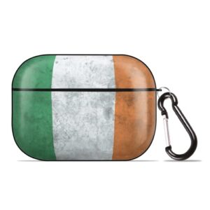 compatible with airpods pro case cover 2019 - irish flag pattern, protective case for apple airpod charging with keychain shockproof for girls women men - black